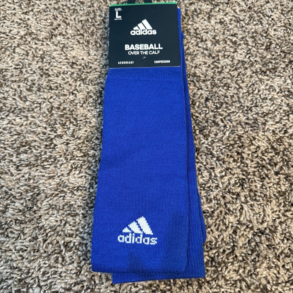 ADIDAS BASEBALL‎ OVER THE CALF AEROREADY COMPRESSION ROYAL BLUE SOCKS SZ L - NEW